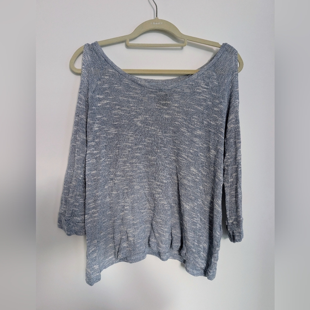 INC International Concepts Light Blue Marled Knit Top